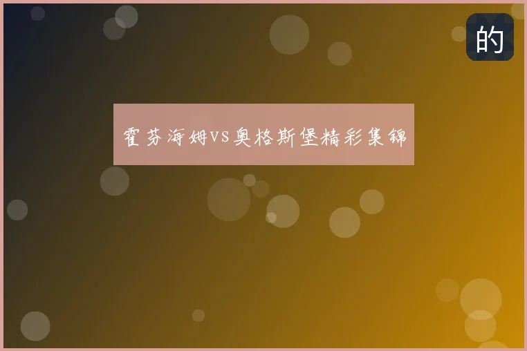 霍芬海姆vs奥格斯堡精彩集锦